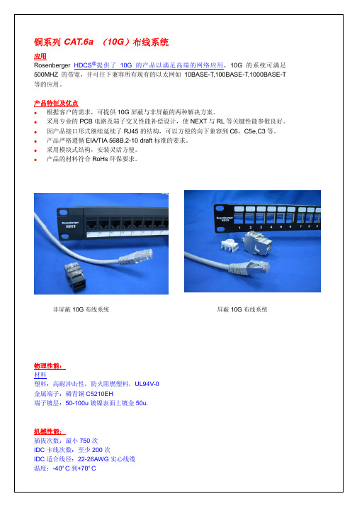 铜系列CAT6a 10G布线系统