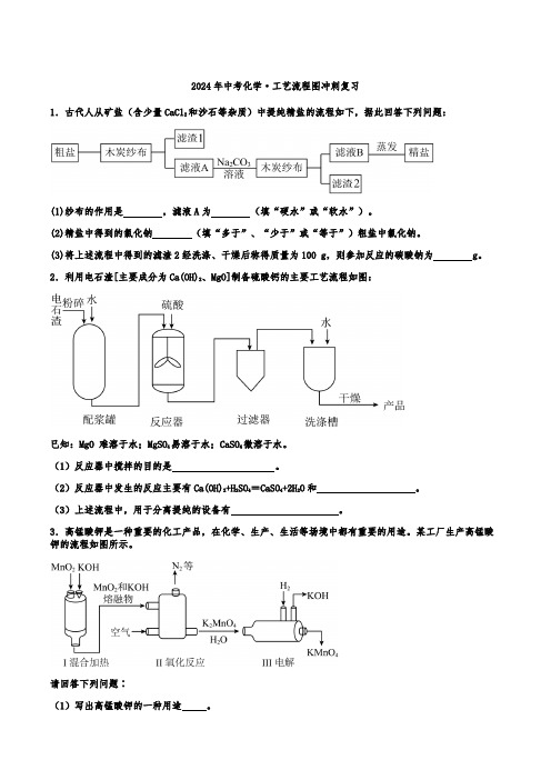 2024年中考化学工艺流程图冲刺复习