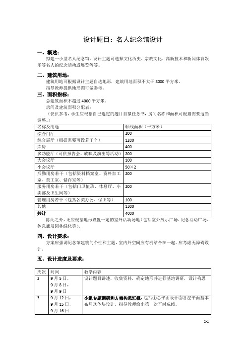 名人纪念馆任务书