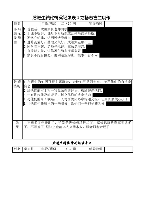 后进生转化记录表