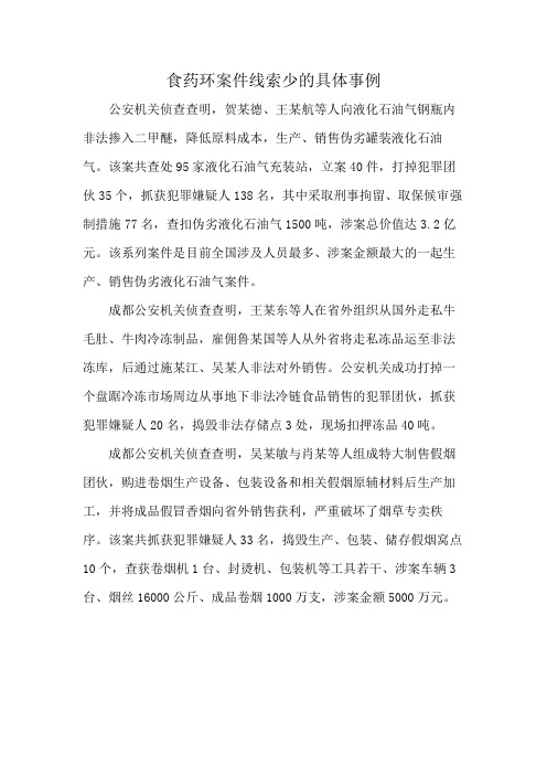 食药环案件线索少的具体事例