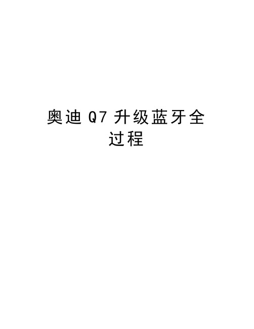 奥迪Q7升级蓝牙全过程知识交流