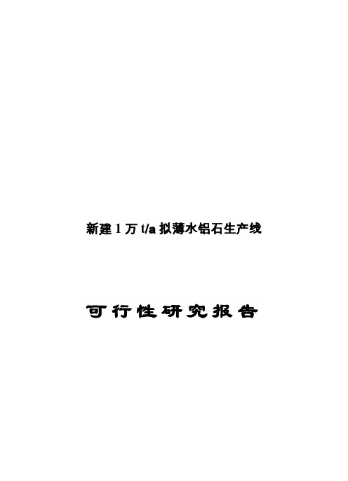新建年产1万吨拟薄水铝石项目可行性研究报告