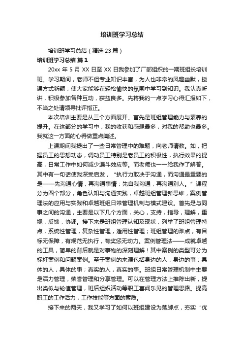 培训班学习总结（精选23篇）