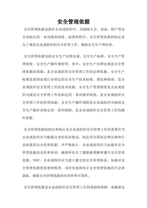 安全管理依据