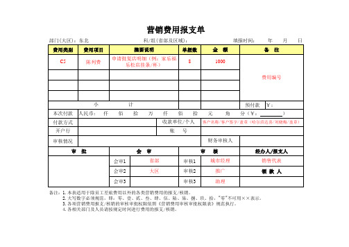 费用报支单填写(范文)