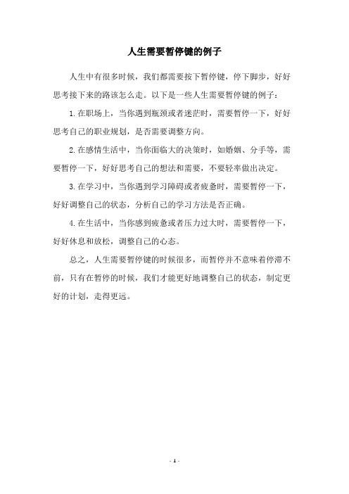 人生需要暂停键的例子