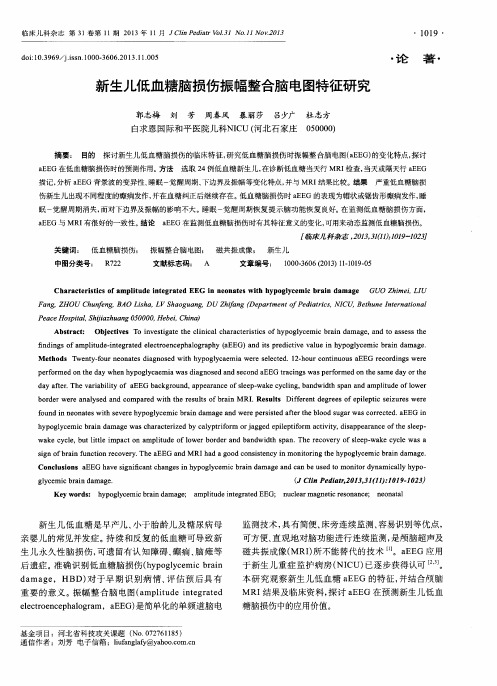 新生儿低血糖脑损伤振幅整合脑电图特征研究