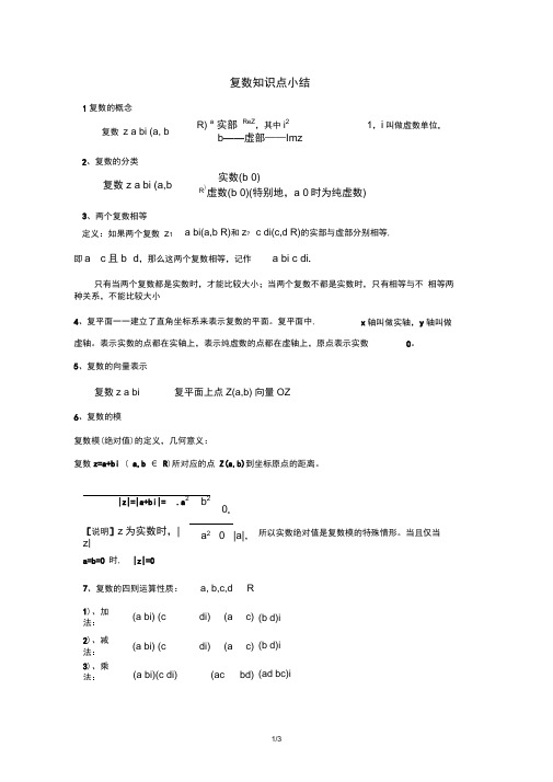 (完整版)复数知识点总结