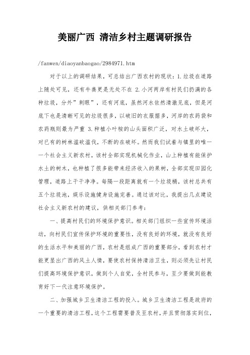 美丽广西 清洁乡村主题调研报告