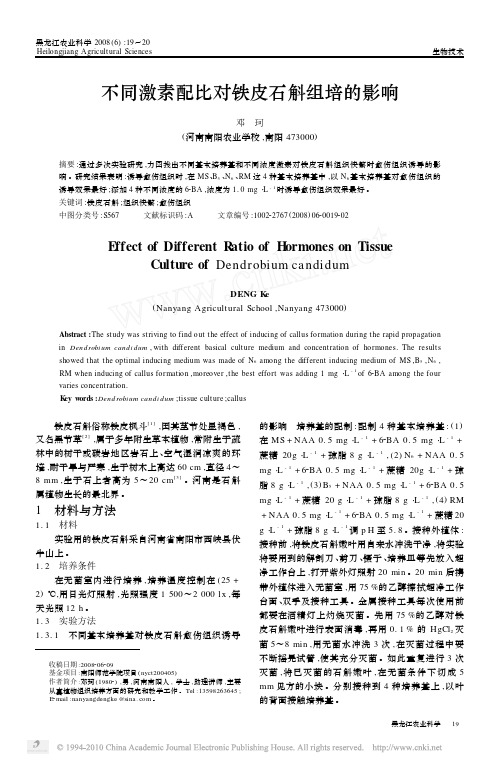 不同激素配比对铁皮石斛组培的影响