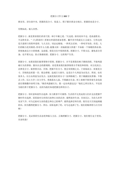 把握分寸作文800字全面版