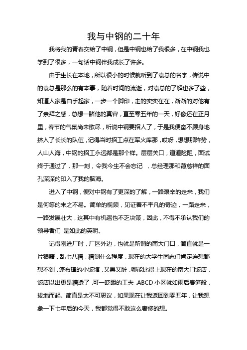 我与中钢的二十年杨风云