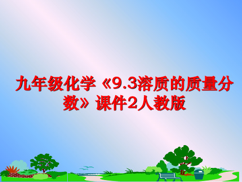 最新九年级化学《9.3溶质的质量分数》课件2人教版