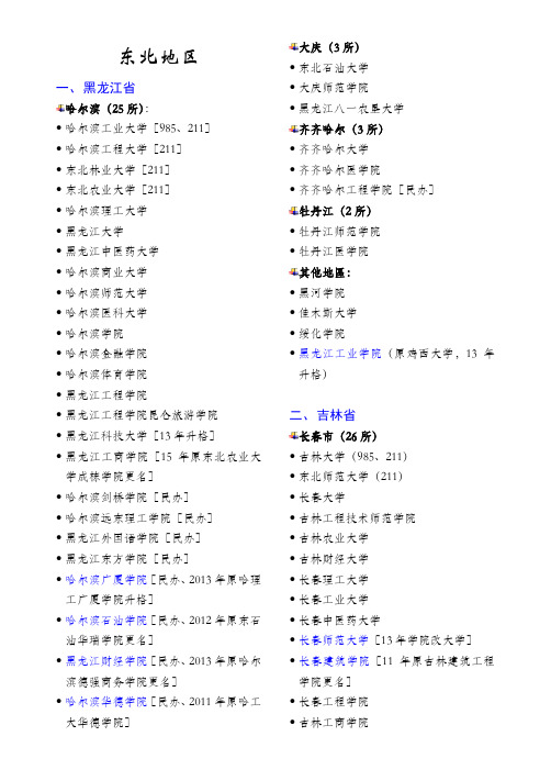 最新各省高校大全