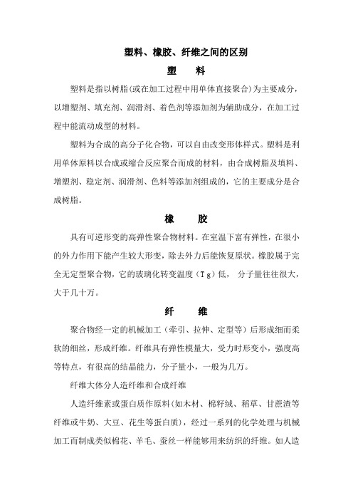 塑料、橡胶、纤维的区别
