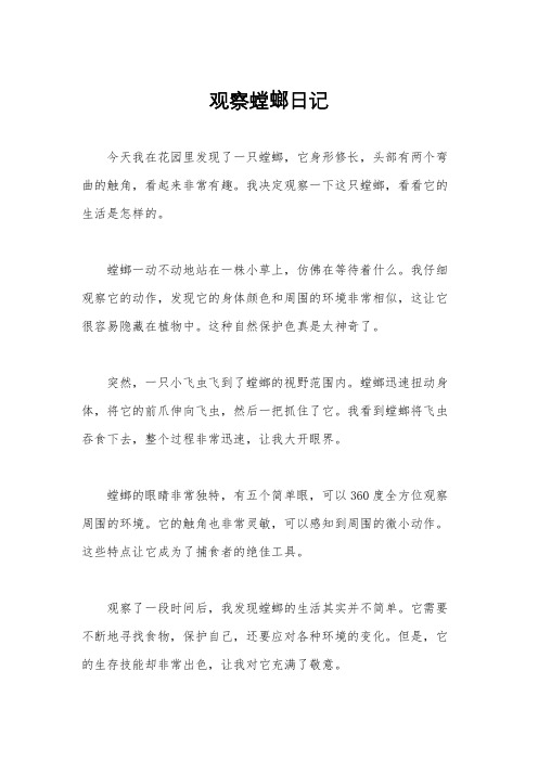 观察螳螂日记