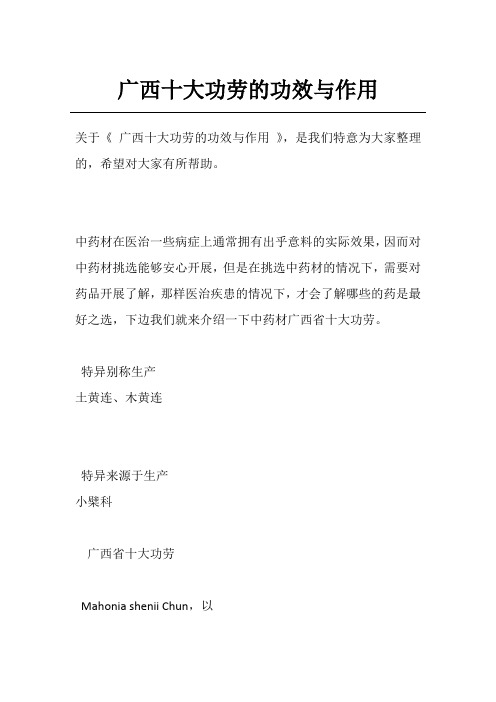 广西十大功劳的功效与作用