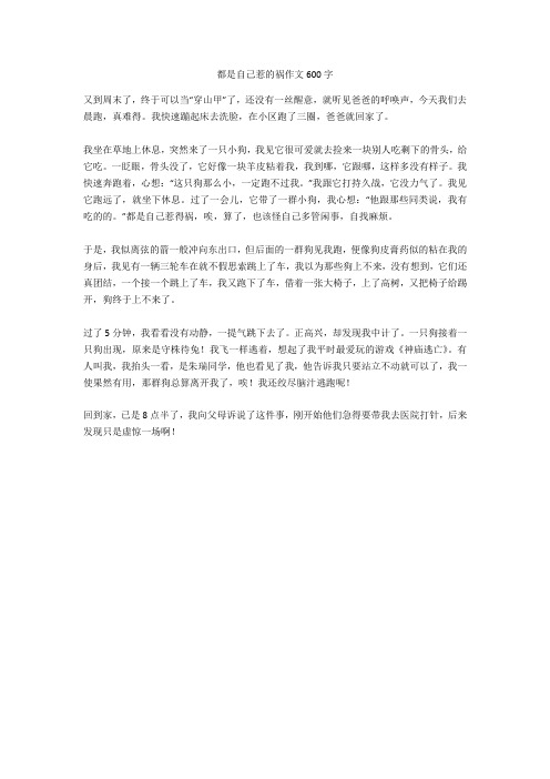都是自己惹的祸作文600字全面版