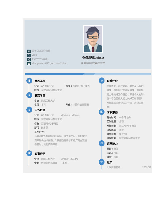 互联网网站营运主管求职个人简历求职简历大学生优秀简历模板