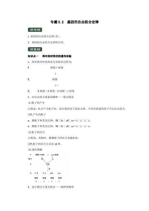 2020年高考生物一轮复习专题5.2基因的自由组合定律(讲)(含解析)