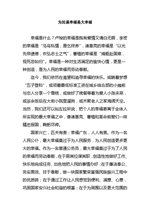 为民谋幸福是大幸福