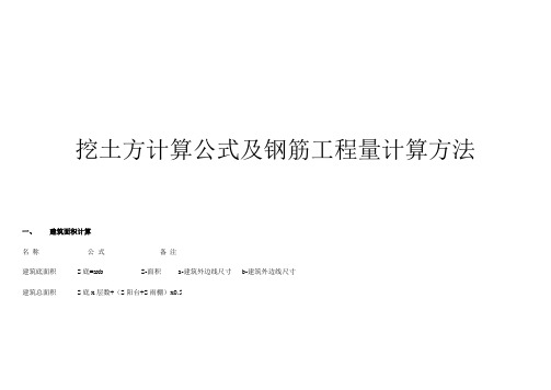 挖土方工程量计算公式及钢筋工程量计算方法