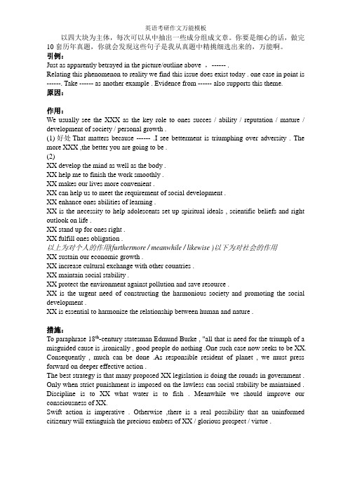 英语考研作文万能模板