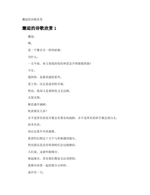 邂逅的诗歌欣赏