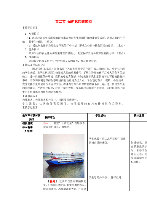 济南版-生物-七年级下册-3.7.2保护我们的家园教案