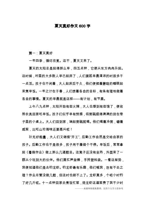 夏天真好作文600字