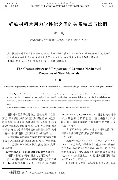 钢铁材料常用力学性能之间的关系特点与比例