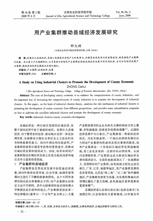 用产业集群推动县域经济发展研究