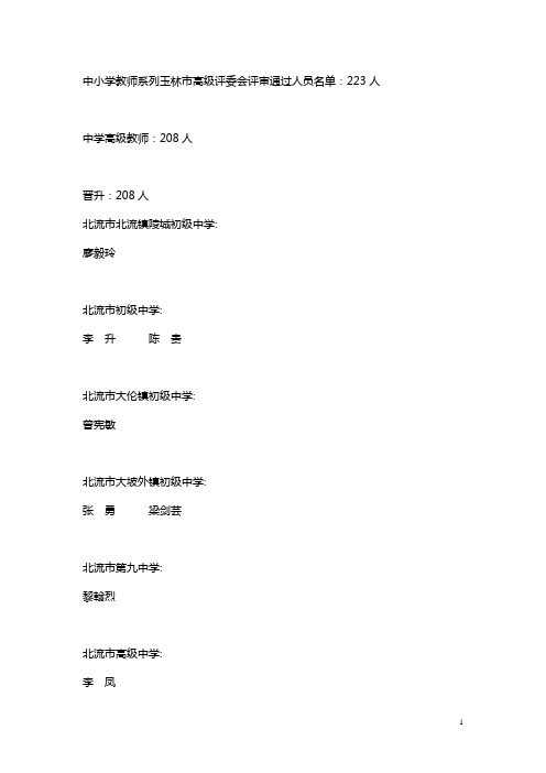 2013中高通过名单