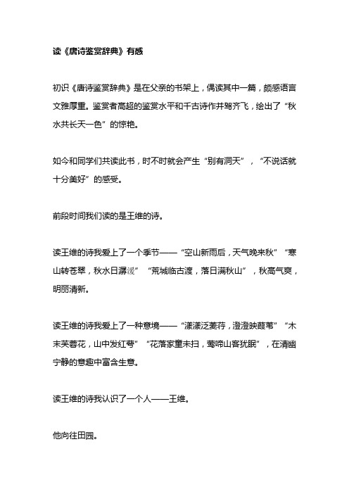 读《唐诗鉴赏辞典》有感