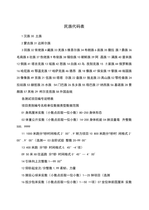 民族代码表