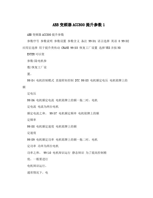 ABB变频器ACC800提升参数1