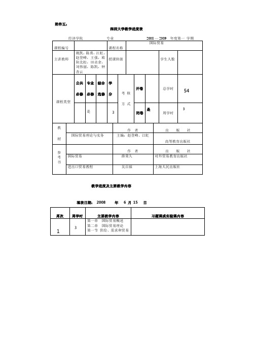 国际贸易教学进度表2008[1][3页]