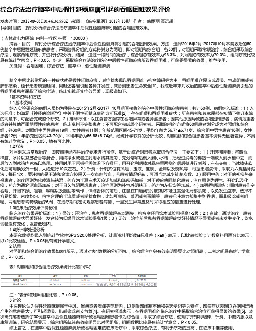 综合疗法治疗脑卒中后假性延髓麻痹引起的吞咽困难效果评价