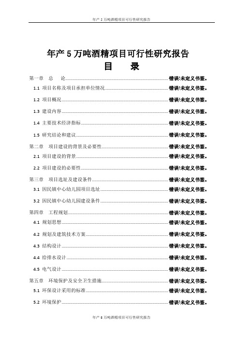 年产5万吨酒精项目可行性研究报告代项目建议书