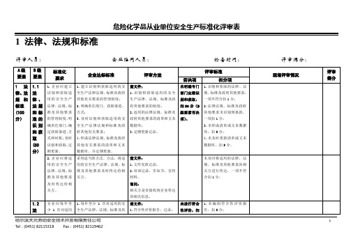 危险化学品从业单位安全生产标准化评审表-2 011