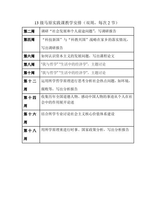 马原实践课安排