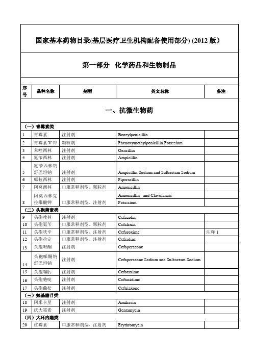 国家基本药物目录