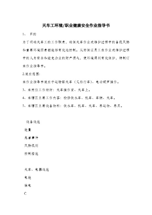 天车工环境职业健康安全作业指导书.docx