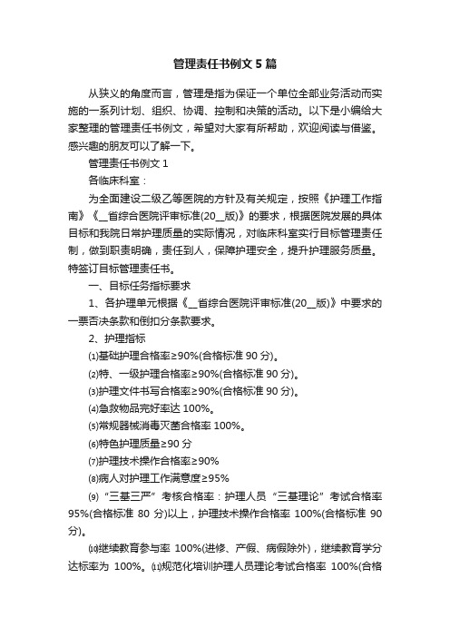 管理责任书例文5篇