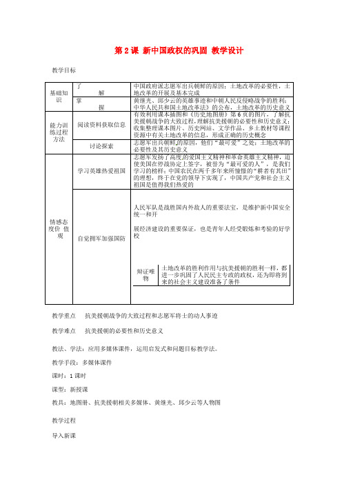 川教初中历史八下《1第2课 新中国政权的巩固》word教案 (1)