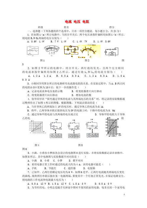 山东省济宁市2017年中考物理单元检测十二(电流电压电阻)复习