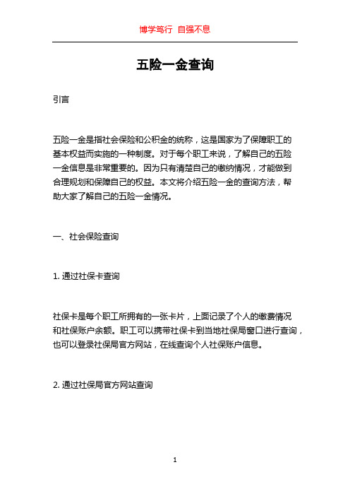 五险一金查询