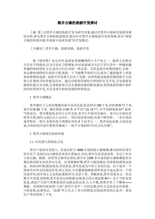 黑井古镇的旅游开发探讨