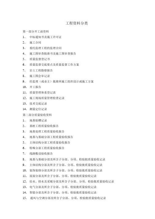 工程资料分类